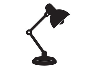 Desk Lamp logo silhouette vector, architect lamp logo icon silhouette, desk lamp silhouette vector illustration, adjustable desk lamp logo icon silhouette vector style isolated on white background