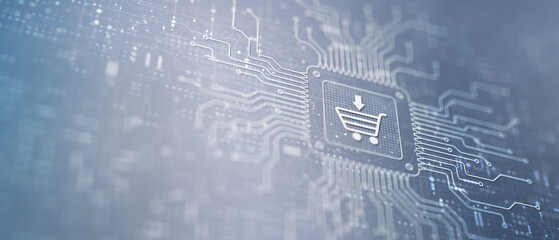 E-Commerce Facilitating Online Transactions Illustrated on a Processor.