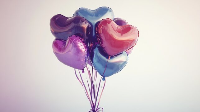 Colorful heart-shaped balloons bunch