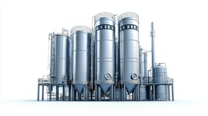 Industrial canning plant isolated on white background