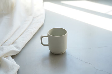 Obraz premium Empty White Mug Minimalist Design