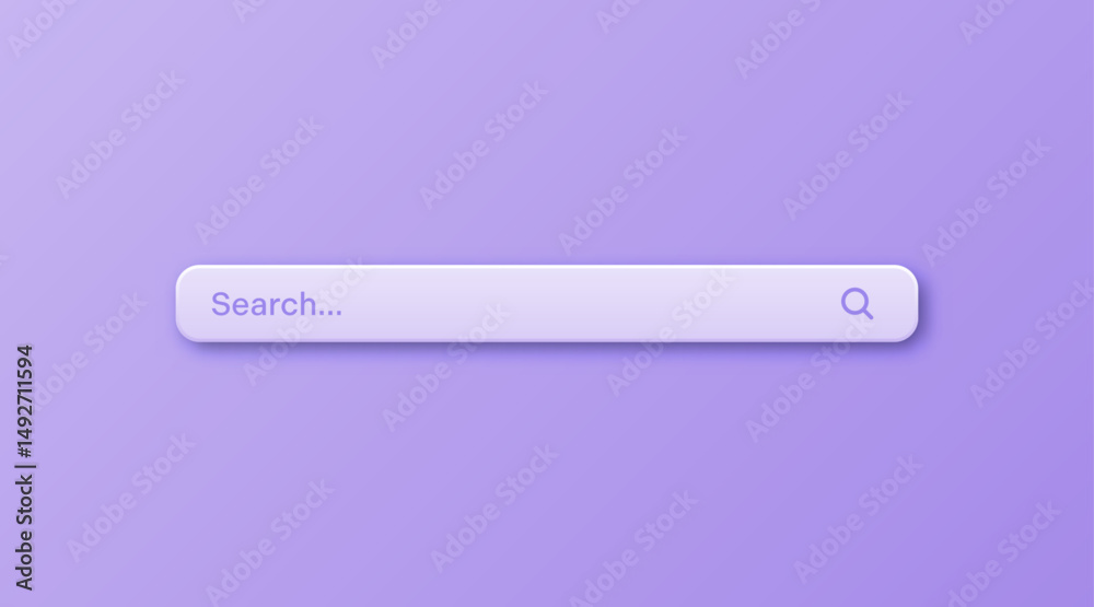 Fototapete Colorful 3d search bar template. Internet browser engine with search box, address bar and text field. UI design, website interface element with web icons and push button. Vector illustration