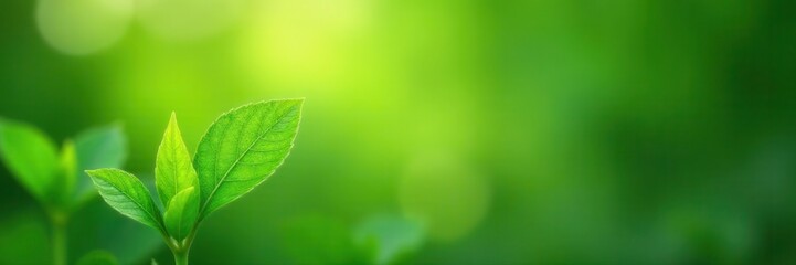 Obraz premium Soft-focus green foliage, blurred bokeh backdrop, design, digital, bright