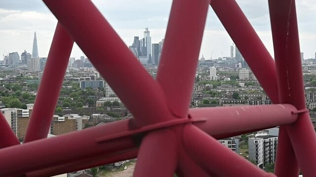 View into the City of London from West Ham, London Stadium, Stratford, United Kingdom