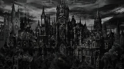 Fototapeta premium Enigmatic Shadows and Eerie Grandeur - A Mesmerizing Collection of Dark Gothic Castle Wallpapers