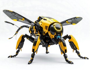 Robotic Bee Illustration Detailed Design Of Yellow Black Parts And Mechanical Wings