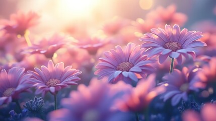 Fototapeta premium Pink flowers in sunlight