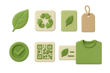 Eco-friendly 3d icons set – sustainable, green, environment symbols