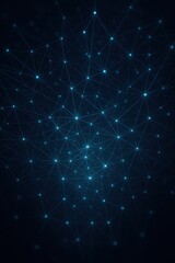 Vibrant network of interconnected nodes glowing in shades of blue against a dark background, embodying the essence of technological advancement