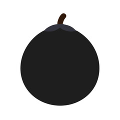 Minimalist flat design of a single blueberry on black