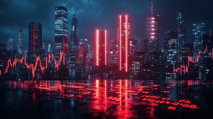 Night city, futuristic market