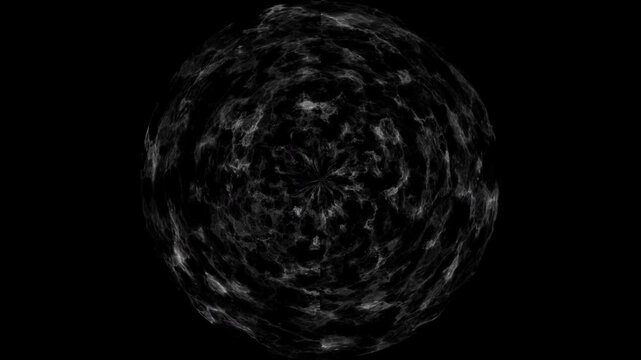 Loop center grey circle particles cloud animation motion on black abstract Background. Gold blue stars particle on black background motion titles cinematic