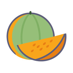 Flat design illustration of a watermelon with one slice