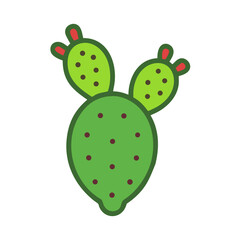 Isolated flat design cactus on black background illustration