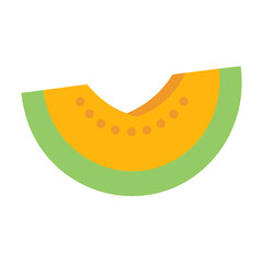 Slice of Cantaloupe Melon with Seeds Flat Graphic Design