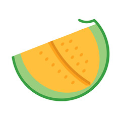 Stylized flat vector illustration of a melon wedge on black