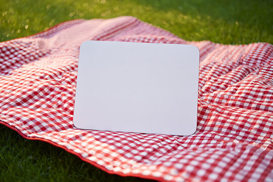Blank Sign Picnic Blanket Outdoors