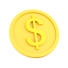 Obraz premium Golden dollar coin in 3D render on black background close up