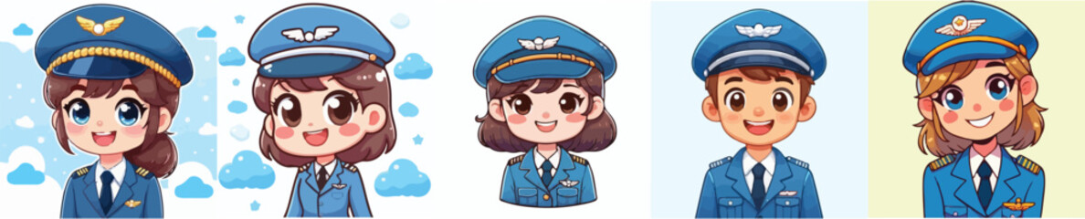 vector of a pilot smiling