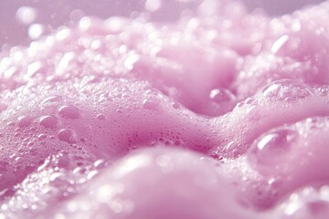 Fototapeta premium Close-up view of vibrant purple soap bubbles creating a textured surface. with soft light enhancing the colors and reflections. suitable for beauty or relaxation themes
