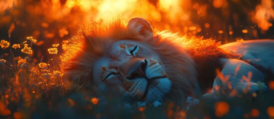 Lion Resting in the Wild