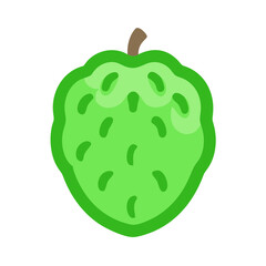 Flat green sweetsop illustration on black background center aligned