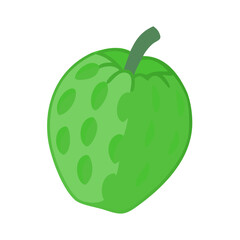 Illustration of a green soursop fruit on black background