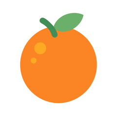 Stylized orange fruit illustration with leaf against black background