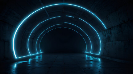Abstract tunnel, corridor with rays of light and new highlights. Abstract blue background, neon. Scene with rays and lines, Round arch, light in motion, night ... See More,generative.ai
