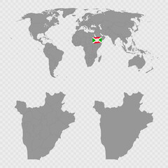 Burundi Map Set with World Location.