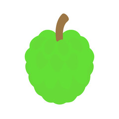 Green custard apple illustration on black background, simple style
