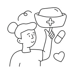 Obraz premium Nursing cap vector outline illustrations. EPS 10 file