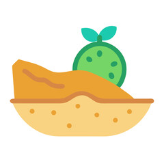 Flat design illustration of hummus bowl with lime garnish