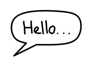 Simple speech bubble containing the common greeting 