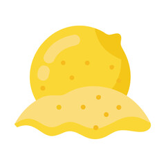 Simple illustration of a lemon sitting on abstract shapes