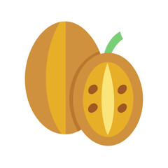 Flat illustration of whole and sliced loquat fruit