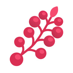 Simple red berry twig illustration on black background vector