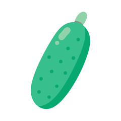 Flat design illustration of a green cucumber on black