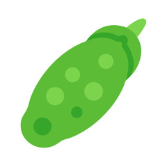 Simple Green Pea Pod Illustration on Black Background