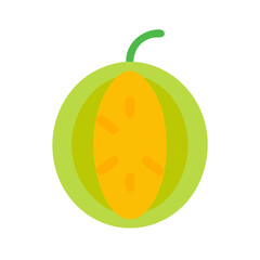 Stylized melon fruit vector graphic with segmented peel