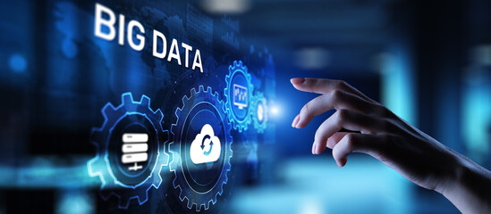 Big data analytics platform, business intelligence and modern technology concept on vitual screen.