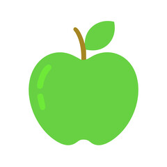 Flat vector illustration of a green apple on black