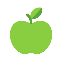 Graphic green apple with leaf on black background illustration