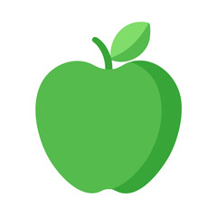 Green Apple Illustration on Black Background with Simple Style