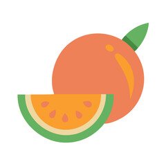 Flat design illustration of watermelon against a black background