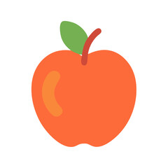 A simple flat illustration of a single red apple