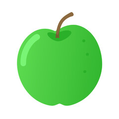 Flat illustration of a bright green apple on black