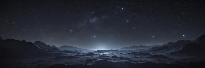 Fototapeta premium Shimmering stars blanket inky blackness; distant nebulae glow faintly , deep space, glitter