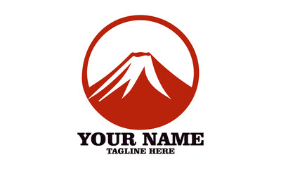 Vector logo design element. Mountain, japan nature, minimalist vector silhouette of Mount Fuji and mount fuji logo design