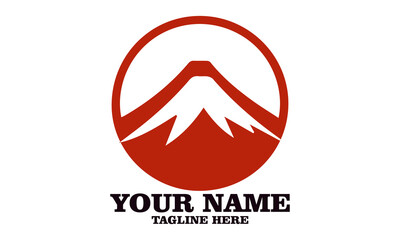 Vector logo design element. Mountain, japan nature, minimalist vector silhouette of Mount Fuji and mount fuji logo design